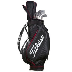 Titleist Jet Black Midsize Staff Golf Cart Bag -Golf Sporting Goods Store 2020jetblackmidsizestaffcartbagblackred4