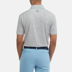 FootJoy Digital Camo FJ Print Lisle Golf Polo Shirt -Golf Sporting Goods Store FootJoy SS22 Digital Camo FJ Print Lisle Golf Polo Shirt Grey 88438 Front model 3