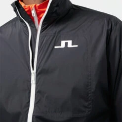 J.Lindeberg Ash Light Packable Golf Wind Jacket -Golf Sporting Goods Store J.Lindeberg SS22 Ash Light Packable Golf Jacket GMOW05618 9999 Code WTLIN024 M Black White Model 2
