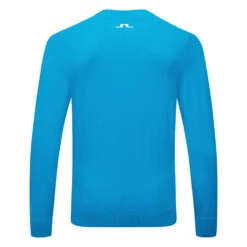 J.Lindeberg Gus Golf Sweater -Golf Sporting Goods Store J.Lindeberg SS22 Gus Sweater GMKW04726 O253 Code SWLIN075 M Blue Danube Back