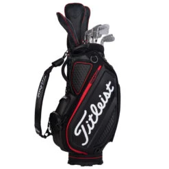Titleist Jet Black Golf Tour Staff Bag 11 Titleist Jet Black Golf Tour Staff Bag -Golf Sporting Goods Store jetblackstafftourbagblackred6